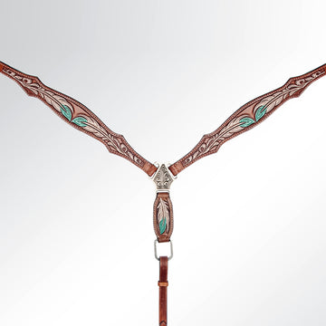 American Darling Western Horse Leaf Genuine Leather Headstall Tack Set